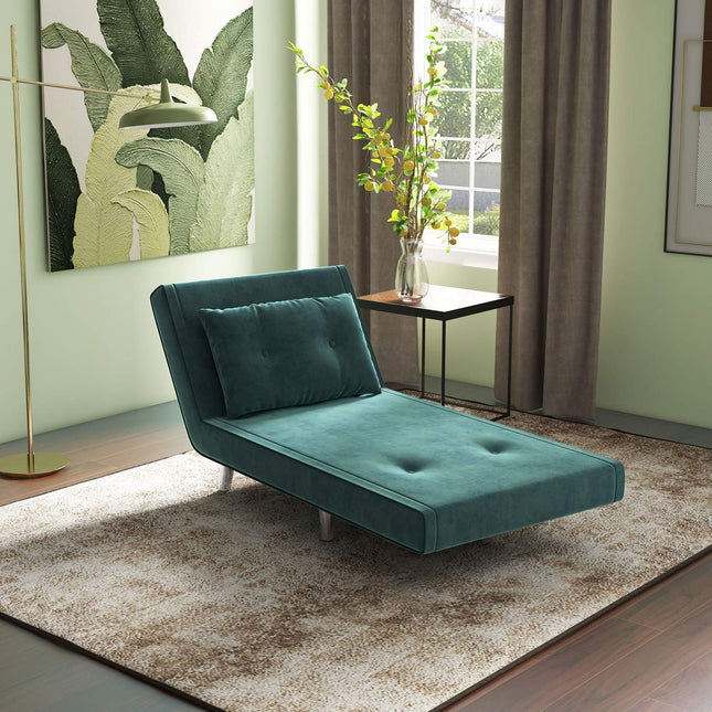 Klappbares Sofa Sesselbett mit Kissen, Samtoptik, grün