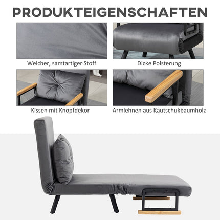 Adjustable sleeper, velvet look, dark grey