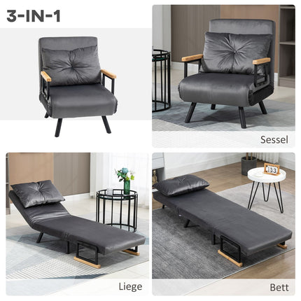 Adjustable sleeper, velvet look, dark grey