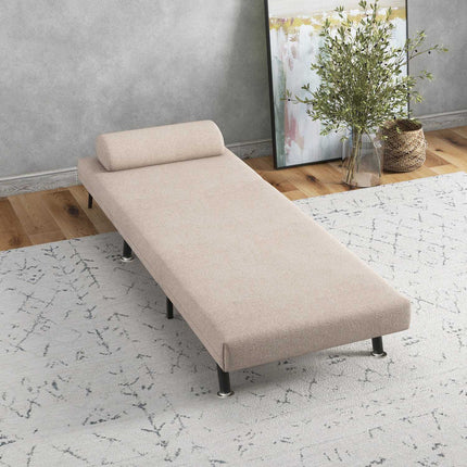 Fauteuil de couchage, fauteuil pliant avec fonction lit, coussin de dossier, fauteuil de relaxation pliant aspect lin, dossier réglable, capacité de charge jusqu'à 150 kg, pour salon, beige