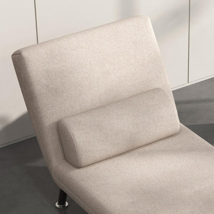 Fauteuil de couchage, fauteuil pliant avec fonction lit, coussin de dossier, fauteuil de relaxation pliant aspect lin, dossier réglable, capacité de charge jusqu'à 150 kg, pour salon, beige
