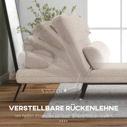 Fauteuil de couchage, fauteuil pliant avec fonction lit, coussin de dossier, fauteuil de relaxation pliant aspect lin, dossier réglable, capacité de charge jusqu'à 150 kg, pour salon, beige