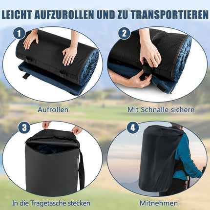 Isomatte Camping Campingmatratze aus Memory Foam 183 x 62,5 x 6,5 cm Blau