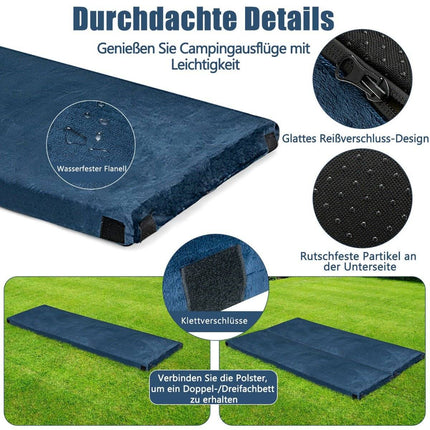 Isomatte Camping Campingmatratze aus Memory Foam 183 x 62,5 x 6,5 cm Blau