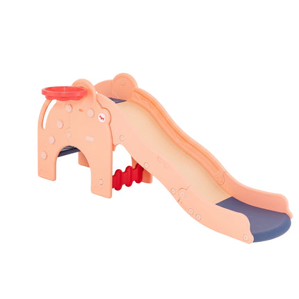 Toboggan d'extérieur 4 en 1 pour enfants, toboggan, tunnel, panier de basket et échelle, 187,5 x 75 x 77,5 cm, rose
