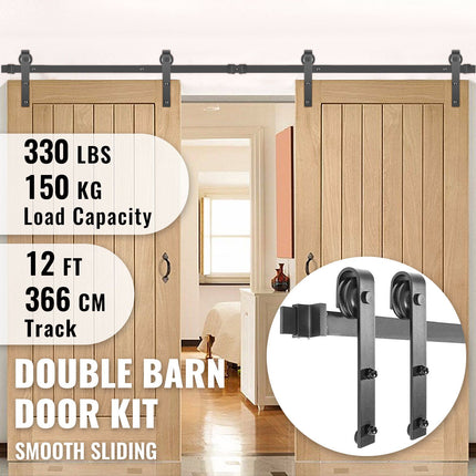 Sliding Barn Door Hardware Kit, Double 12 ft, 330 lb