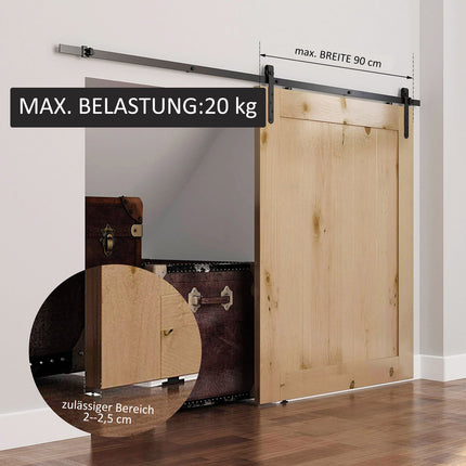 Schiebetürbeschlag-Set, 180 cm, Karbonstahl-Set