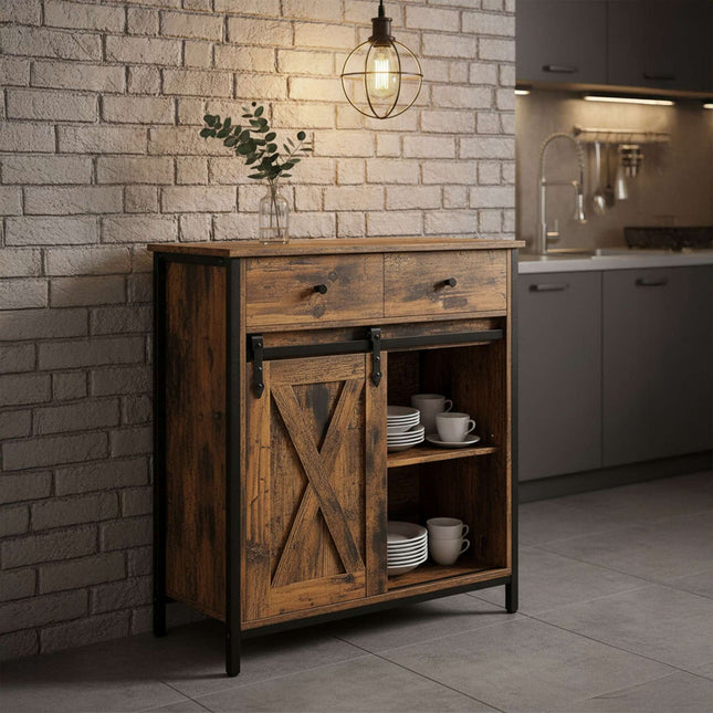 Schiebetüren-Sideboard – Rustikales Design, platzsparender Stauraum