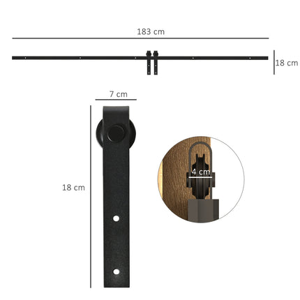Schiebetürsystem, Karbonstahl, 183 cm, Schwarz