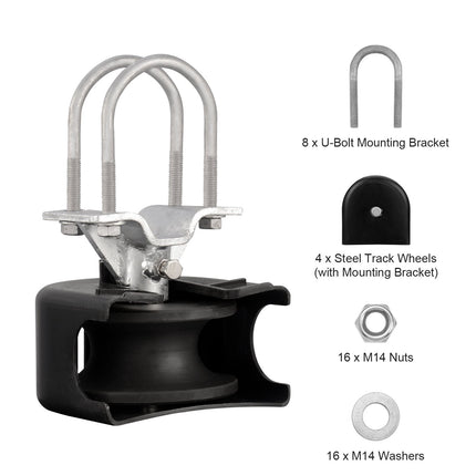 Sliding Gate Roller Kit, 4 U-Groove Nylon Wheels