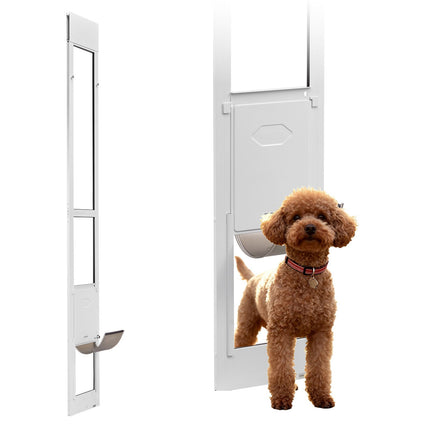 Sliding Glass Dog Door Insert, 91–96 in, Locking, Aluminum Frame