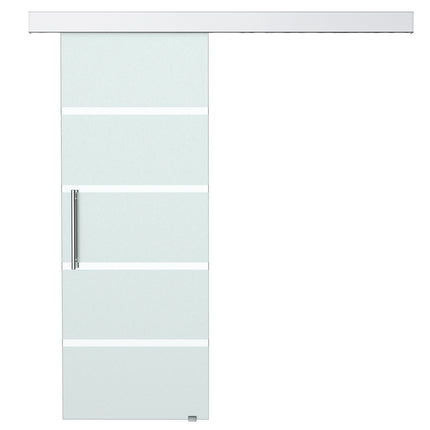 Glasschiebetür mit Satinato-Streifen, Griff - 2050x775 mm