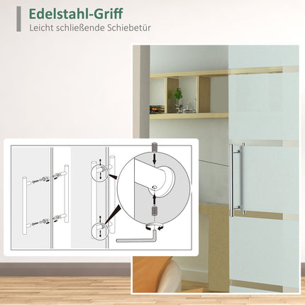Glasschiebetür mit Satinato-Streifen, Griff - 2050x775 mm