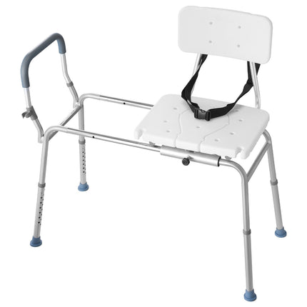 Sliding Tub Transfer Bench, 400 lb, Arms and Backrest