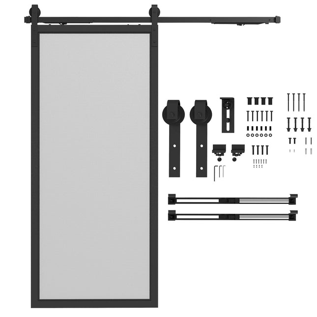 Schiebetür-Beschlagsatz, 183cm, Kohlenstoffstahl, schwarz lackiert