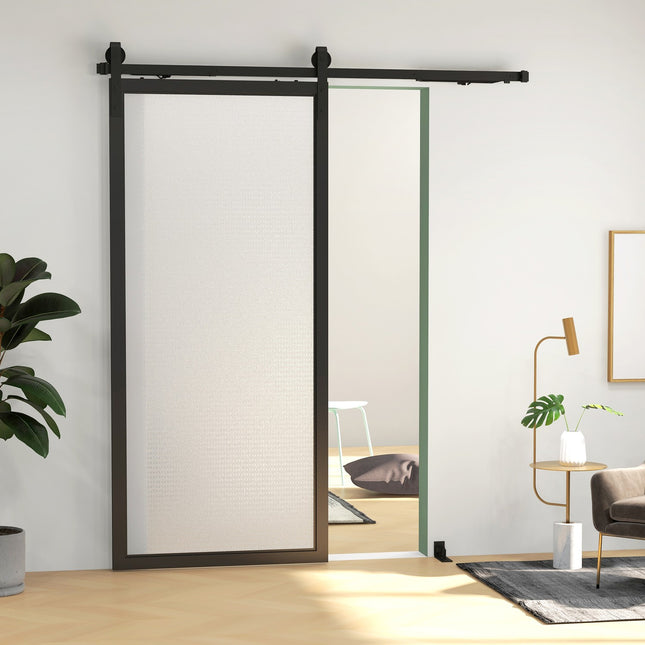 Schiebetür-Beschlagsatz, 183cm, Kohlenstoffstahl, schwarz lackiert