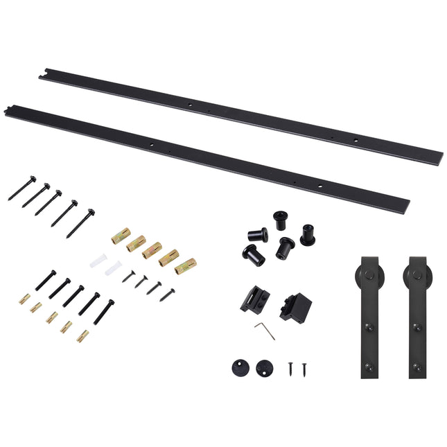 Schiebetürbeschlag-Set - 200cm Karbonstahl Schwarz