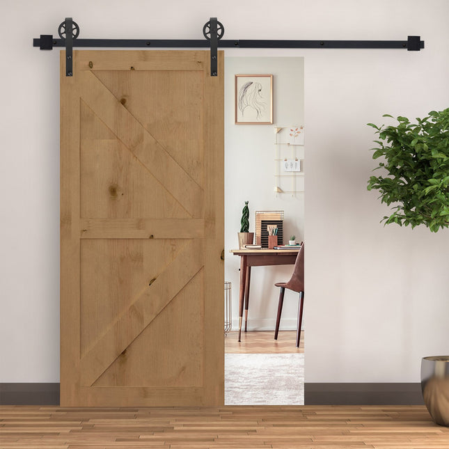 Kit de quincaillerie pour portes coulissantes 200 cm, ensemble complet avec rails, roulettes, butée de rail, butée de sol, jeu de vis de porte, système de porte coulissante en acier au carbone noir