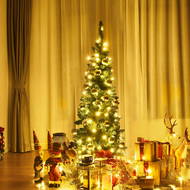 Schlanker künstlicher Weihnachtsbaum 135 cm mit LED-Beleuchtung