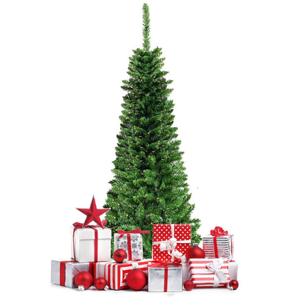 Schlanker künstlicher Weihnachtsbaum 135 cm mit LED-Beleuchtung