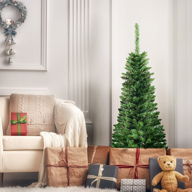 Schlanker künstlicher Weihnachtsbaum 135 cm mit LED-Beleuchtung