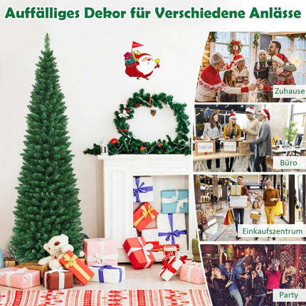 Schlanker künstlicher Weihnachtsbaum, 210 cm, PVC, Grün