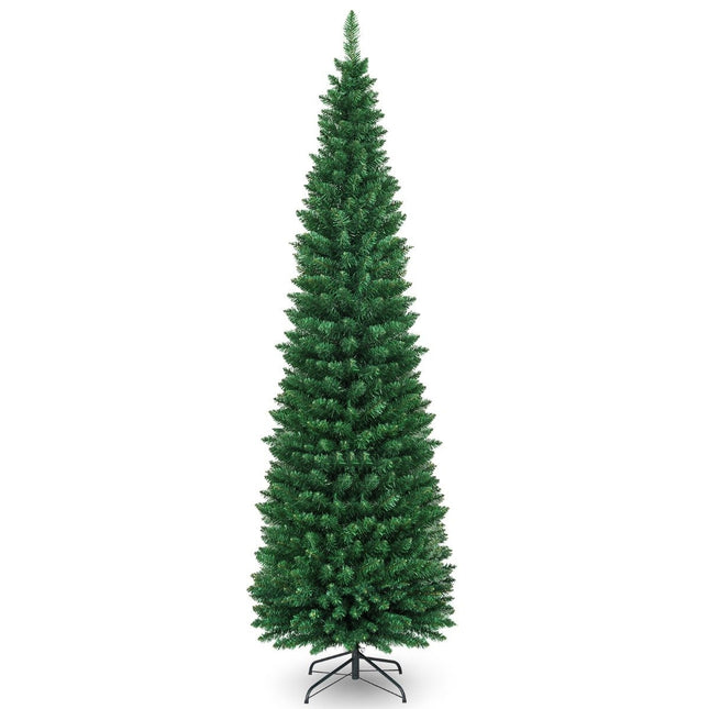 Schlanker künstlicher Weihnachtsbaum, 210 cm, PVC, Grün