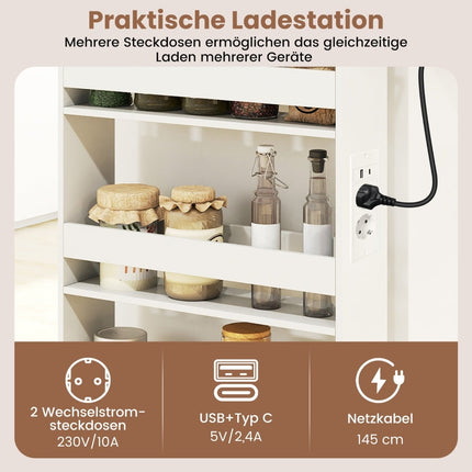 Schmaler 4-stöckiger Rollküchenwagen mit Ladestation