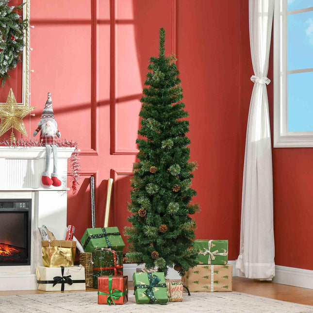 Schmaler künstlicher Weihnachtsbaum, 165 cm, grün, für den Innenbereich