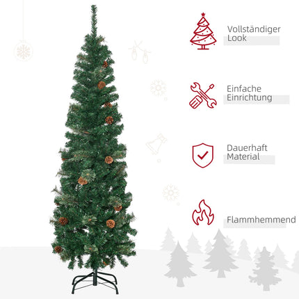 Úzký umělý vánoční stromek, 165 cm, zelená, do interiéru