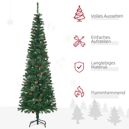 Schmaler künstlicher Weihnachtsbaum, Grün, 195 cm, Innenbereich