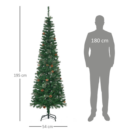Schmaler künstlicher Weihnachtsbaum, Grün, 195 cm, Innenbereich