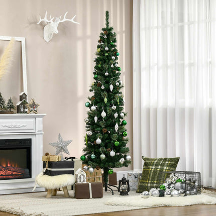 Schmaler künstlicher Weihnachtsbaum, Grün, 195 cm, Innenbereich