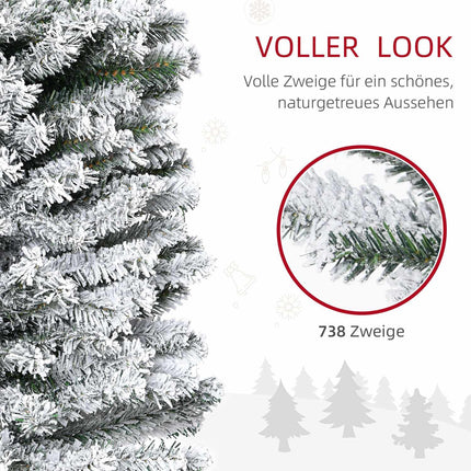 Slim Artificial Christmas Tree with Snow, 180 cm, Green