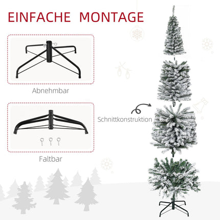 Slim Artificial Christmas Tree with Snow, 180 cm, Green