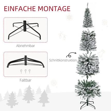Schlanker künstlicher Weihnachtsbaum mit Schneebeschichtung, 225 cm