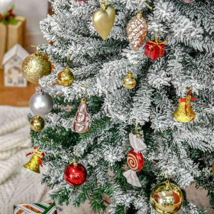 Schlanker künstlicher Weihnachtsbaum mit Schneebeschichtung, 225 cm
