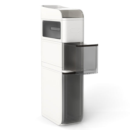 Slim Bathroom Cabinet with 2 Drawers, Tissue Box, White