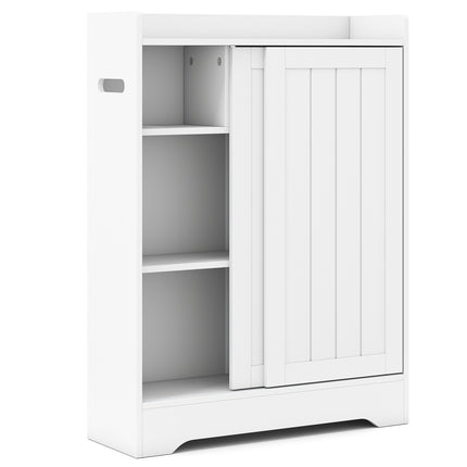 Schlanker Badezimmer-Bodenschrank mit Schiebetüren, Toilettenpapierhalter