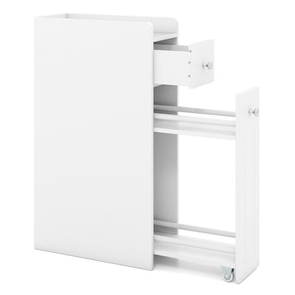 Schlanker Badezimmerschrank mit Schubladen, Weiß, 4-lagig