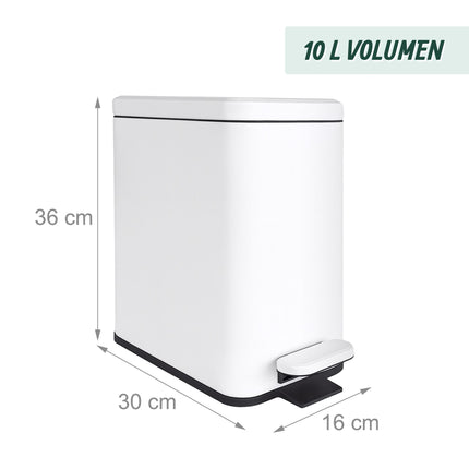 Schmaler Treteimer, 10L – Soft-Close, freihändig