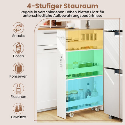 Schmaler Rollwagen mit Ladestation, 4 Etagen, 13cm
