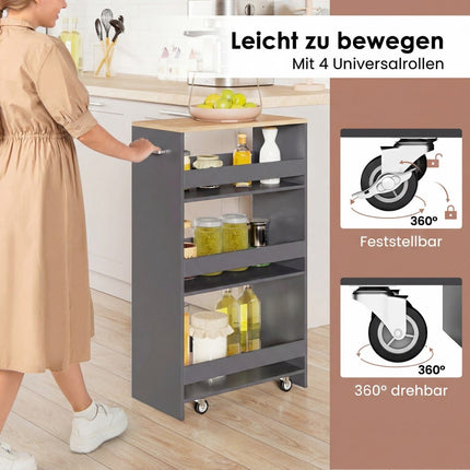Schlanker Rollwagen mit Ladestation, 4 Etagen, Grau