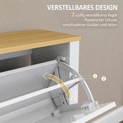Schlanker Schuhschrank, 4 Klappfächer, fasst 16 Paar