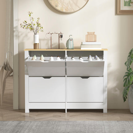 Schlanker Schuhschrank, 4 Klappfächer, fasst 16 Paar