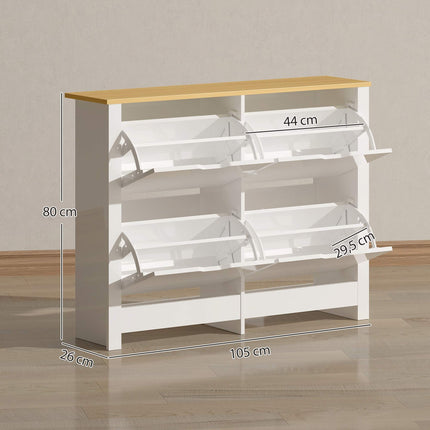 Schlanker Schuhschrank, 4 Klappfächer, fasst 16 Paar