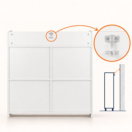 Slim Shoe Cabinet with 4 Tilt-Out Compartments and 2 Flaps, White, MDF