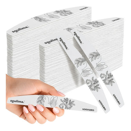 Slim Zebra Nail Files, 100/180 Grit, 100 Pcs Boat Shape