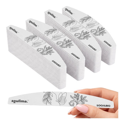 Slim Zebra Nail Files, 100/180 Grit, 100 Pcs Boat Shape