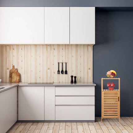 Schmaler Badezimmerschrank aus Bambus